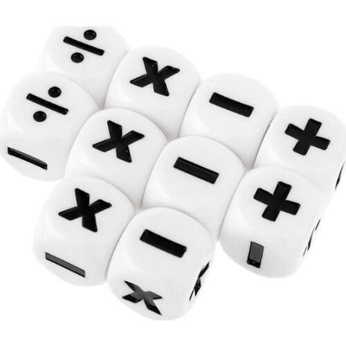 10pcs 16mm D6 Dice Mathematical Operators Arithmetic Dice Club Pub Board Game Dice