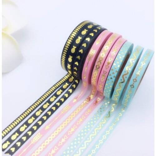 3Pcs/Set Quality Foil Gilding Decorative Postcard Washi Tape Adhesive Tape DIY Scrapbooking Sticker Label Masking Tape 5mm*10m