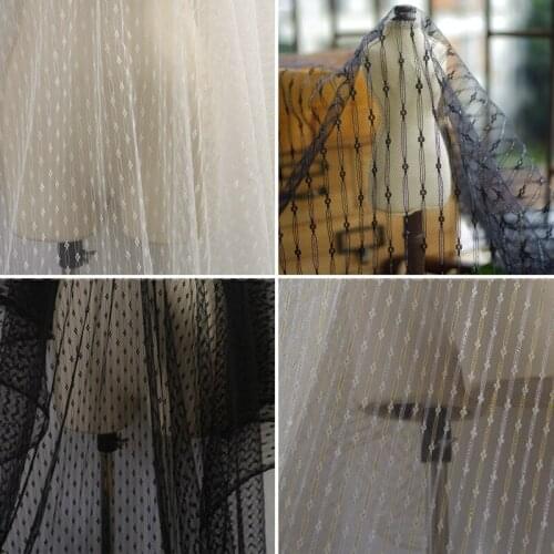 50*150cm/pcs Black White Gold Silk Jacquard Mesh Lace Fabric DIY Sewing Window Curtain Childrens Clothing Skirt Wedding Fabric