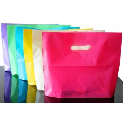 50pcs 6 Color Plastic bag gift bag with handle,Handle plastic shopping bag,wedding party gift shopping plastic bags with handle