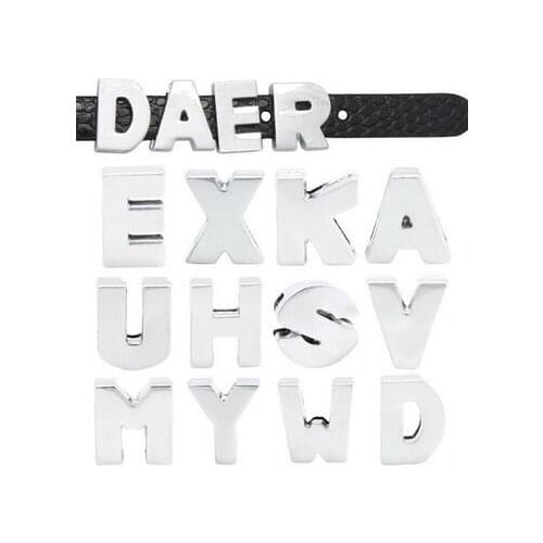 8MM Smooth Plain Chrome Slide Letter A--M MOQ 20PCS Each Letter