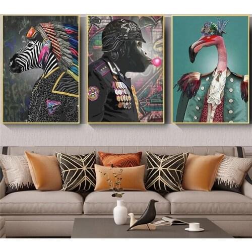 Abstract Graffiti Wall Art Animal Orangutan Zebra Flamingo Posters Fashion Print Canvas Painting Living Room KidS Bedroom Mural