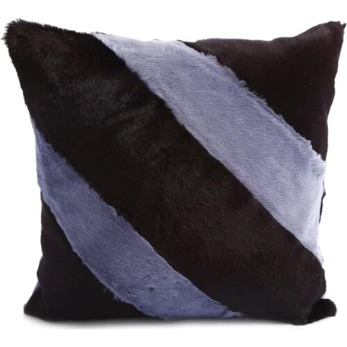 Burgundy Ice Blue Color Kangaroo Fur Pillow Luxury Soft-Fluffy Odorless Fur Pillow Striped Design Pillow for Home Decor pillows