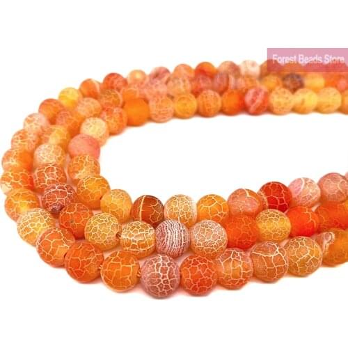 Natural Frost Crab Orange Agates Round Loose Beads 15" Strand 6 8 10MM Diy Bracelet Charm Beads For Jewelry Making Wholesale