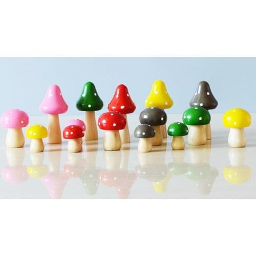 Wooden Mushroom Ornaments Home Children Room Desk Decoration Accessories Modern DIY Crafts Miniatures Home Decor
