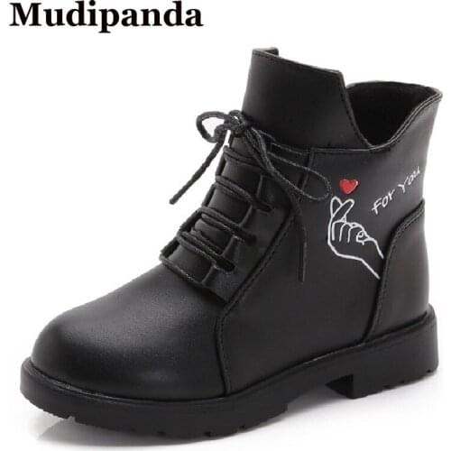 Children Fashion Boots Winter Baby Girls Leather Shoes Teen Shool Shoes Water Proof Warm Mid-Calf Kids Boys Boots Solid Zipper