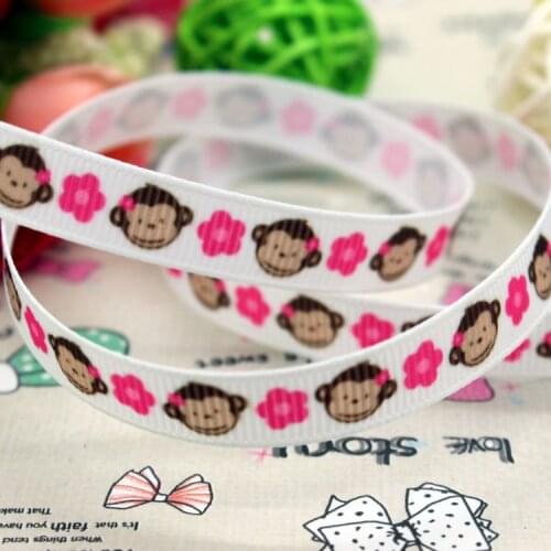 DHK 3/8'' 5yards monkey cartoon grosgrain ribbon hair bow diy party decoration OEM Wholesale 9mm C1253