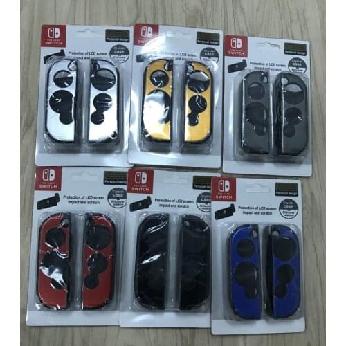For nintendo switch ns joy-con controller game pad silicone protect case set crystal plastic aluminum protect case shell cover