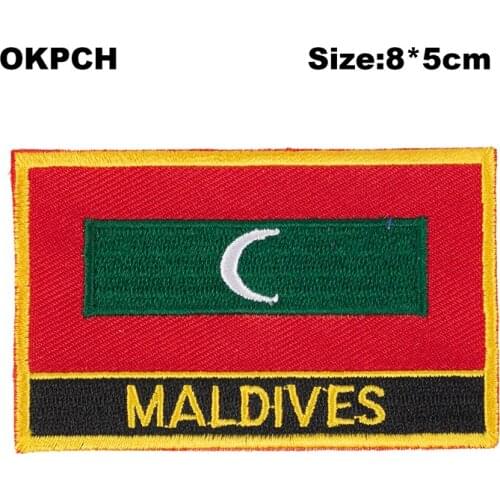 Maldives Flag patches stickers on t-shirts military patch heat transfers PT0111-R