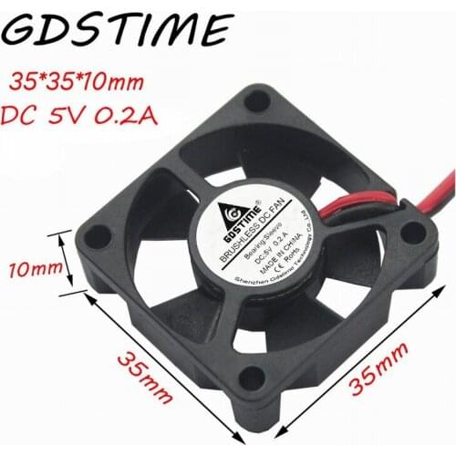 Gdstime 500 Pcs DC 5V Small 3510 Video Heat Spread Cooler 35x35x10mm 2Pin 2.0 Laptop Cooling Fan 35mm x 10mm DC 3.5cm