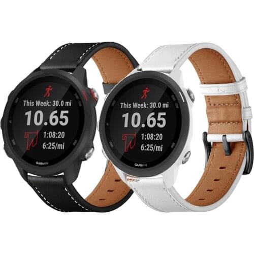 20mm Strap Leather band for Garmin Forerunner 245 M Vivoactive 3 Music vivomove HR Sport smart Watch Bands Straps bracelet