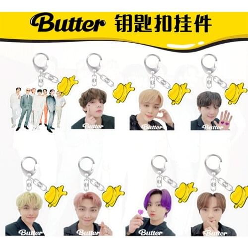 KPOP Bangtan Boys Butter Album Live-action Picture Acrylic Keychain Keyring Bag Accessories JUNGKOOK JIMIN SUGA Fans Collection