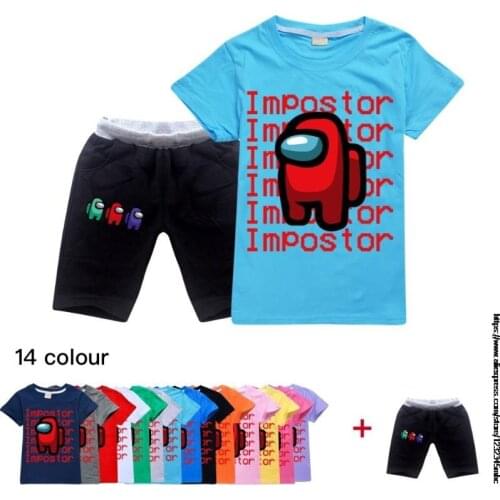 Fashion Cotton Game Among Us Girls Tops Summer Clothes Kids Shirts Cartoon Boys Short Sleeve Clothing Child T Shirt+Shorts