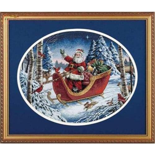 Gold Collection Counted Cross Stitch Kit Santas Sleight Christmas Father and Gift Winter Snow DIM 8664