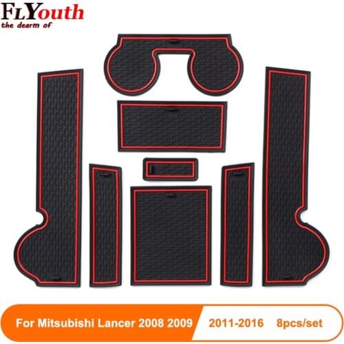 Anti-slip Car Door Rubber Cup Cushion Slots Mat For Mitsubishi Lancer Ralliart EVO X Galant Fortis EX 2008-2016 Pads Accessories