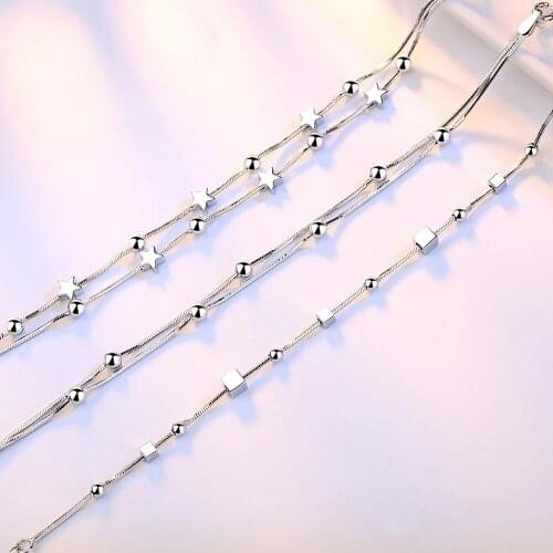 New Original Charm Bracelet Silver Color Snake Chain Basic Bracelets For Women High Quality Square Bead simple Jewelry Pulseira