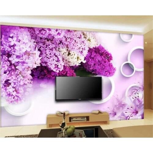 Beibehang Custom wallpaper 3D stereo photo mural circle beautiful dreamy elegant wisteria flower TV background wall paper murals