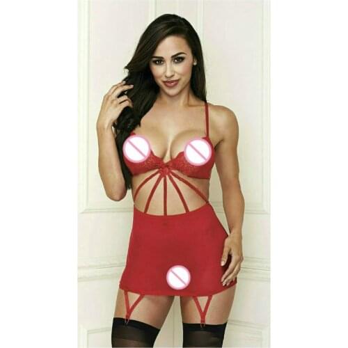 See Through Lace Bodycon Sexy Lingerie Garter Set Porn Erotic Thong Underwear Harness Bra Top Transparent Wrap Skirt High Waist