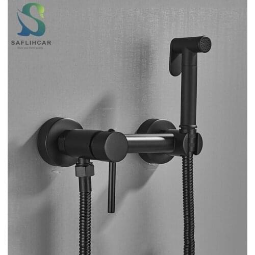 SAFLIHCAR Matte Black Bathroom Bidets Faucet Toilet Cleaner Bidet Sprayer Toilet Faucets Hygienic Bidet Taps Shower Spray Gun