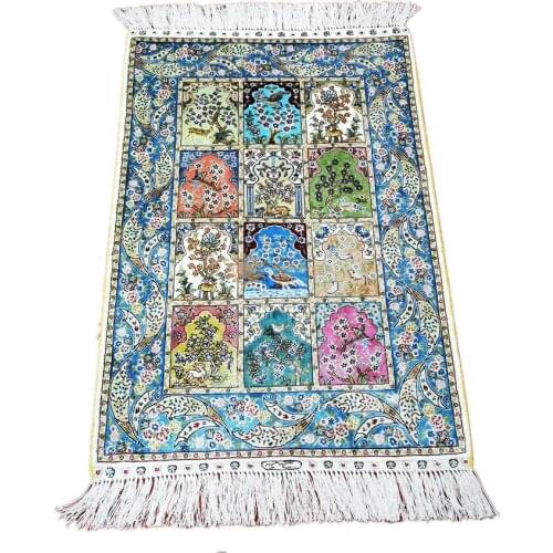 Seeykeep™ 2x3ft Silk Handknotted Rug with Elegant Decorative Compartment Design Renowned As Sacred Garden of Heaven-NY3016280