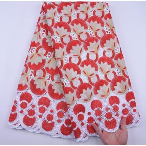 SJD LACE New 100% Cotton African Fabric Swiss Fabric Embroidered Nigeria Fabric In Switzerland For Women Party And Wedding A2000
