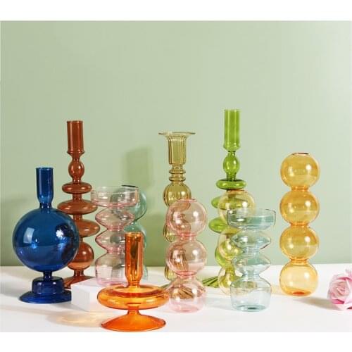 Nordic Glass candle holders romantic Dinner home decoration candlestick for birthday wending candle holder wax portavelas decor