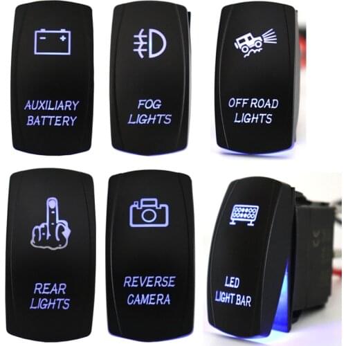 LED Light Bar Rocker Switch 5Pin Laser On/Off Switch Blue Light 20A/12V 10A/24V Switch jumper wires set for Jeep Boat Trucks