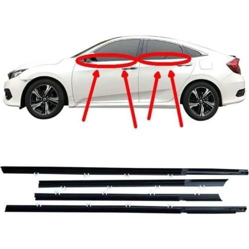 4Pcs For Honda Civic 8th 9th 10th 2006-20112012-2015 2016-2019 Car Weatherstrip Window Moulding Trim Seal Belt Exterior Styling