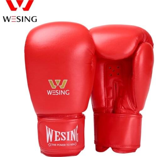 Wesing Micro Fiber Leather Boxing Gloves Kids Adult Fight Kickboxing Muay Thai MMA Sanda Wushu Training Mitts 8 10 12 14 16oz
