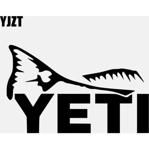 YJZT 16.4CM*10.1CM Car Sticker Yeti Fish Hunting Vinyl Decal Car Sticker Decor Black/Silver C24-0580