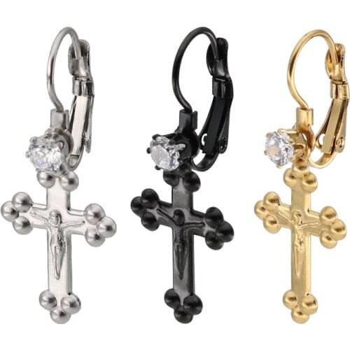 Fashion Cross 316L Stainless Steel Jewelry Gold Black Plated Small Stud Earrings for Woman Knot Earrings 30pcs/lot