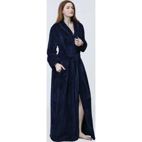 Women Bathrobe Winter Thicken Warm Flannel Bath Robe Long Plus Size Lovers Couples Night Dressing Gown Men Nightgown
