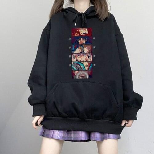 Harajuku Gothic Anime Jujutsu Kaisen Eyes Cartoon Printed Hoodies Women Aesthetic Clothes Y2K Hooded Female Kawaii Sweatshirts