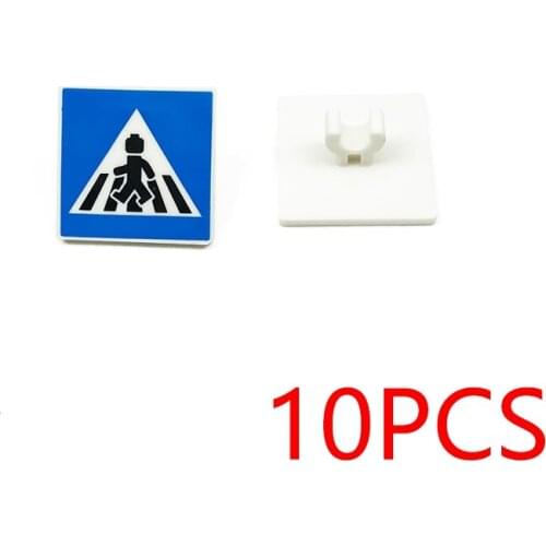 10PCS Road Sign 30258pb003 2x2 Round MOC Printed Building Blocks Tile Toys Kids Learning Education