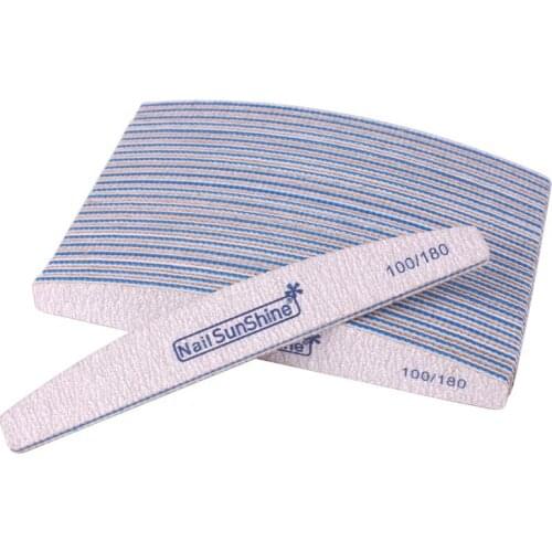 100Pcs Strong Sanpaper Nail Files 100/180 Lima Buffer Block Grey Boat Sanding Manicure Curved Double Sided Emery Board Nail File