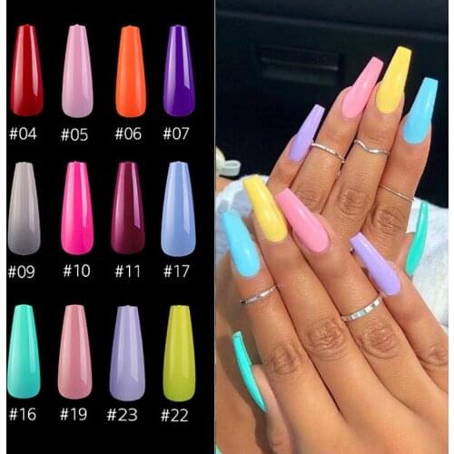 20Pcs Candy Color Full Ballerina Coffin Fake Nails Art Acrylic Manicure UV Gel Ultra Flexible False Nail Tips Tool Capsule Ongle