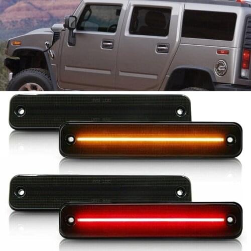 25952319 4Pcs 15114677 Smoke Lens F&R LED Side Marker Light Red&Amber Fit for Hummer H2 2003-2004 2005 2006 2007 2008 2009