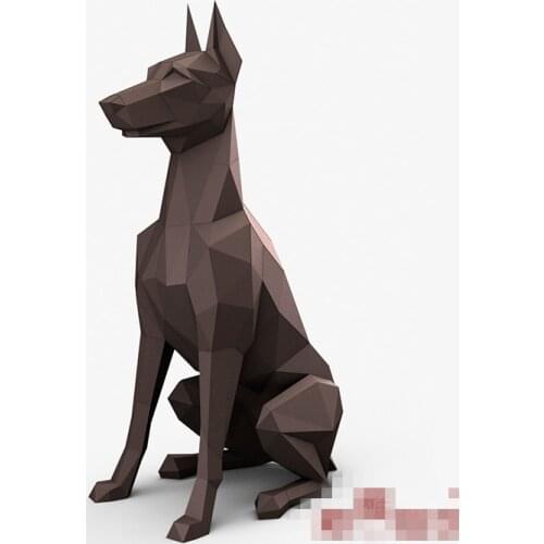 3D Paper Model Doberman Pinscher dogs papercraft animal toy home decor wall decoration Puzzles Eductional DIY toys gift for kids