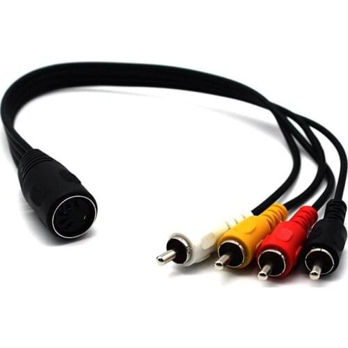 5 Pin Female Din Plug to 4 x RCA Phono Male Plugs Audio Cable 0.3m