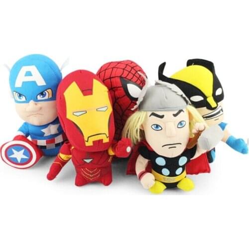 5pcs/set Anime Cartoon Dolls Thor Iron man Spiderman Captain America Plush Toys