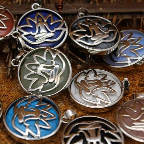 6PCS Aventurine Wishing Pendulum Natural Stone Flower Alloy Pendant Necklace For Divination Amulet Wholesale Free Shipping