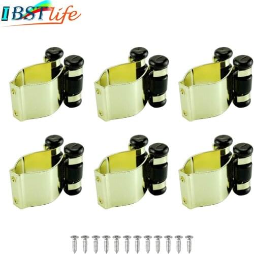 6X Gilding Metal Fishing Rod Clips Club Positioning Clamps Holder Accessories Fixing Rack Wall Mount Rod Collection Rack Storage