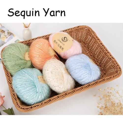 50g/set Acrylic Mohair Sequin Fancy Yarn Soft Warm Crochet Pass Time DIY Hand-Knitting Thread For Sweater Hat Scarf