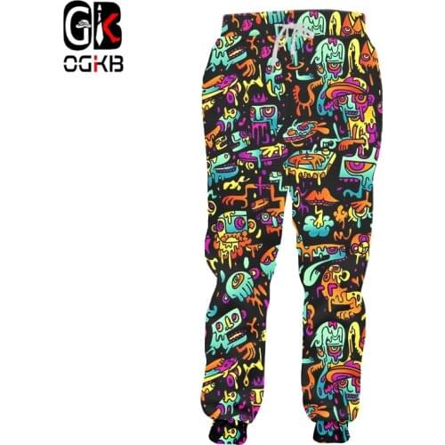 OGKB Mens Jogger Pants Casuals 3d Psychedelic Graffiti Printed Men Sports Pants Comfortable Streetwear Oversized 6XL