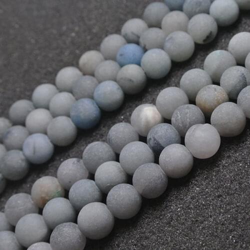 6-12mm Natural Round Matte Frost Blue Aventurine Beads For Jewelry Making Beads Bracelets 15'' Needlework DIY Beads Trinket