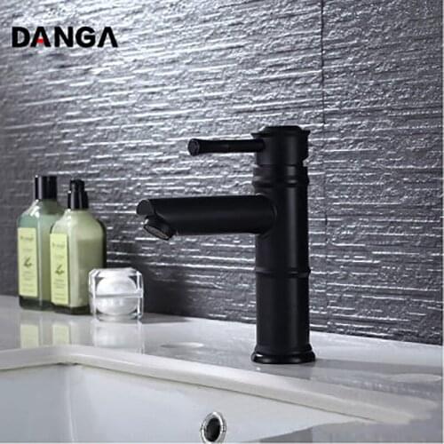 Black Basin Faucet Bathroom Sink Tap Single Handle Hot and Cold Mixer 304 Stainless Steel Water Tap Bathroom Home Improvement