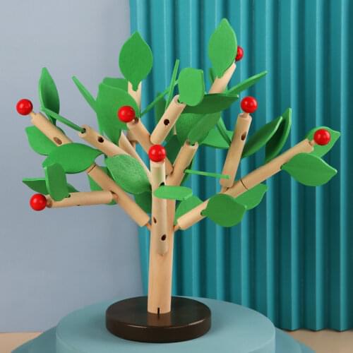 Leaf Cutting Tree Wood Building Blocks Children Educational Interconnecting Blocks Montessori Kids Assembly Wooden DIY Toys Gift