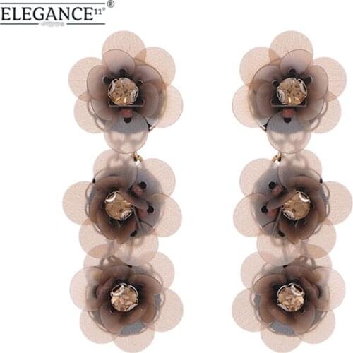 Elegance Sequins Stud Earring Women Flower Shape Bohemian Style Crystal Rhinestone Floral Earrings Halloween Party Jewelry
