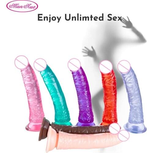 Man Nuo Jelly Dildo With Strong Suction Cup Erotic Soft Big Dildo Realistic Penis Anal Erotic Orgasm Adult Sex Toys for Woman 18