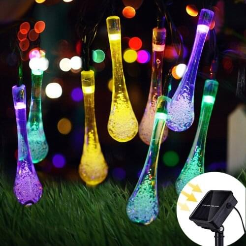 Solar String Lights Outdoor 30Led 6m Raindrop Solar Power Waterproof Patio Lights For Christmas Wedding Birthday Party Garden